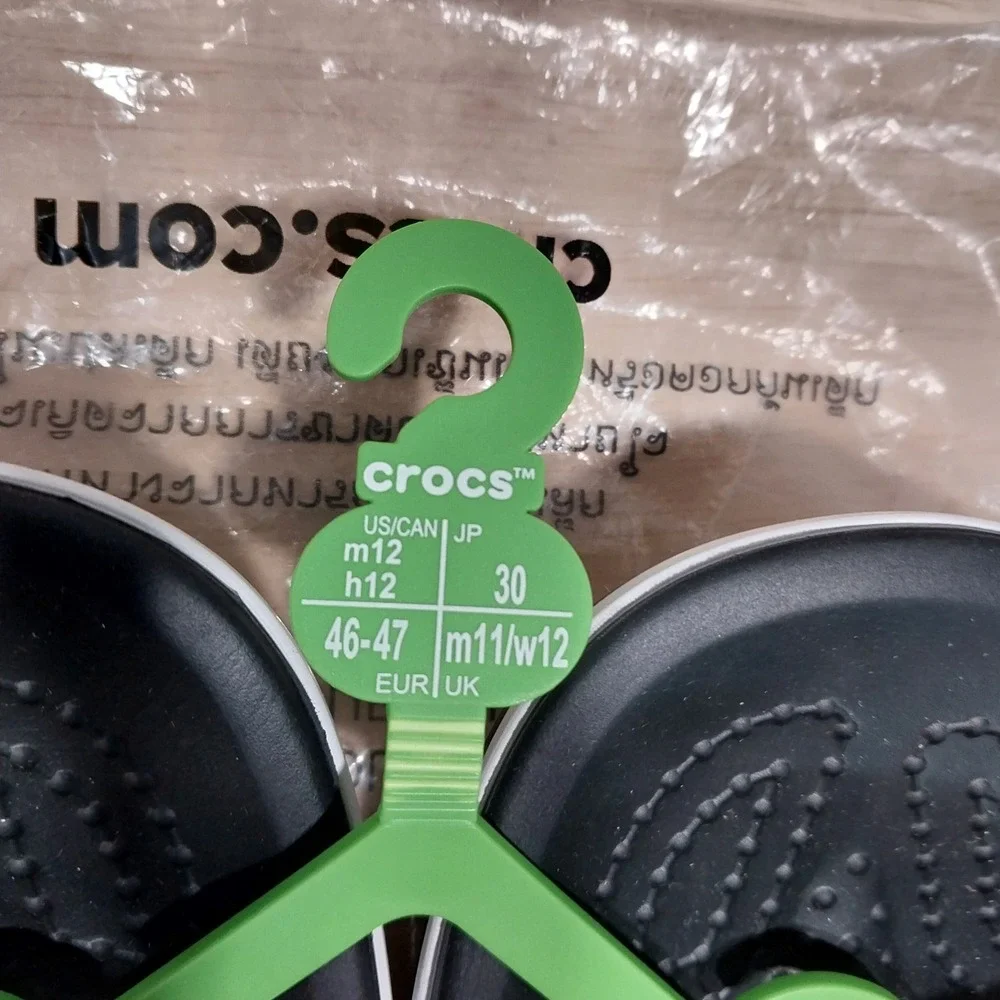 Crocs Crocband Flip Mens Sporty Lightweight Sandals Size M12 Black White